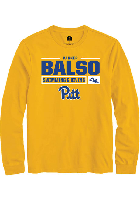 Parker Del Balso Rally Mens Gold Pitt Panthers NIL Stacked Box Tee