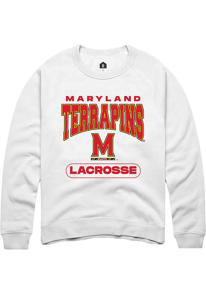 Rally Maryland Terrapins Mens Lacrosse Crew Sweatshirt White