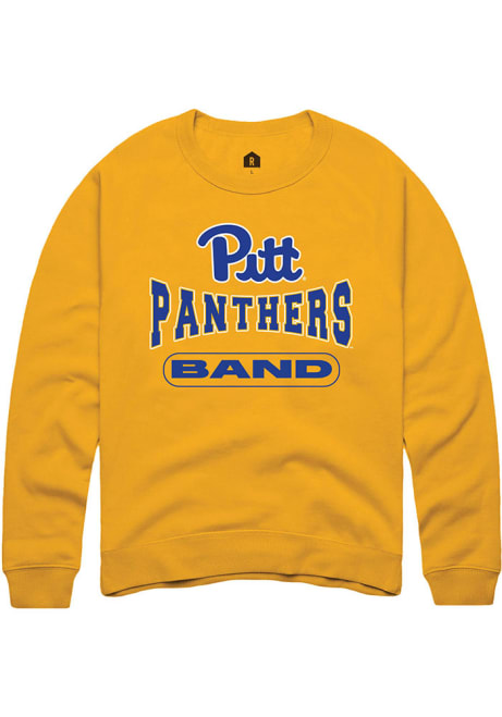 Mens Pitt Panthers Gold Rally Band Crew Sweatshirt