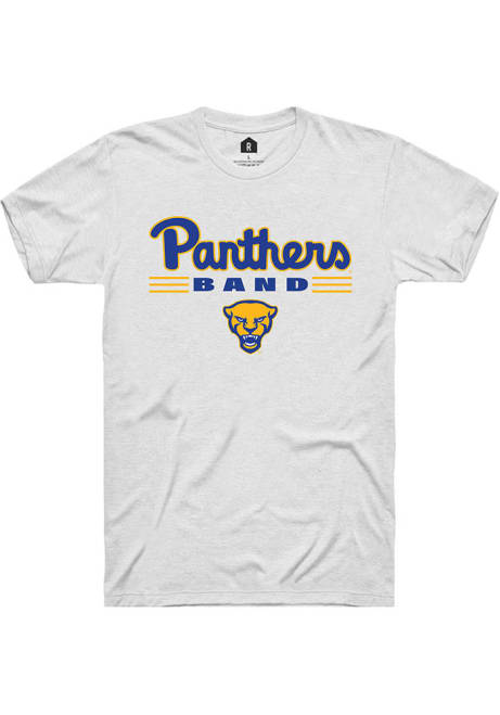 Pitt Panthers White Rally Band Bars Short Sleeve T Shirt