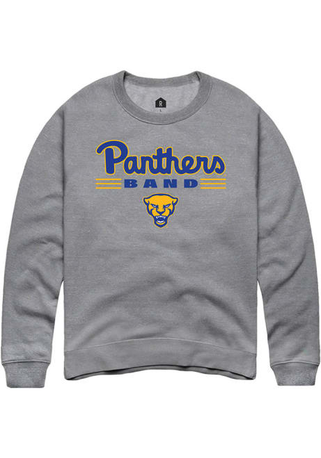 Mens Pitt Panthers Grey Rally Band Bars Crew Sweatshirt