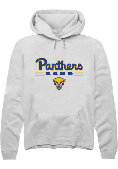 Mens Pitt Panthers White Rally Band Bars Hooded Sweatshirt