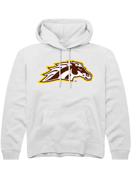 Youth Western Michigan Broncos White Rally Primary Logo Long Sleeve Hooded Sweatshirt