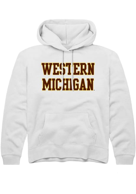 Youth Western Michigan Broncos White Rally Straight Block Long Sleeve Hooded Sweatshirt