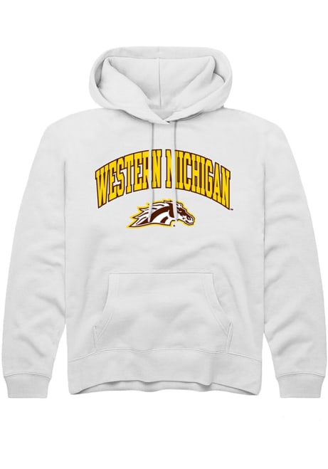 Youth Western Michigan Broncos White Rally Arch Logo Long Sleeve Hooded Sweatshirt