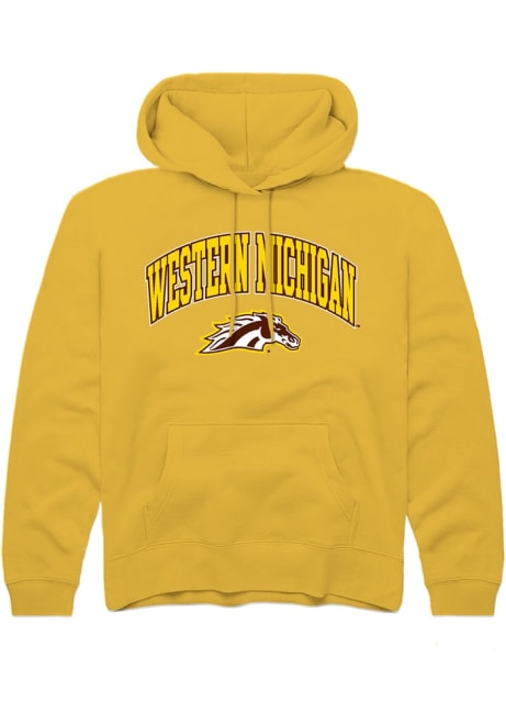 Youth Western Michigan Broncos Gold Rally Arch Logo Long Sleeve Hooded Sweatshirt