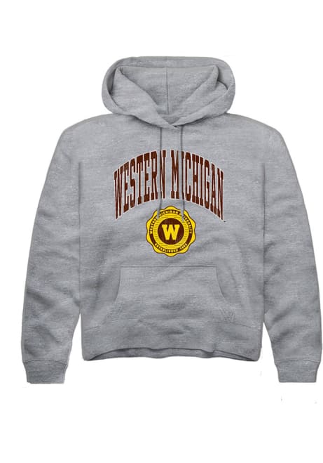 Youth Western Michigan Broncos Grey Rally Arch Seal Long Sleeve Hooded Sweatshirt