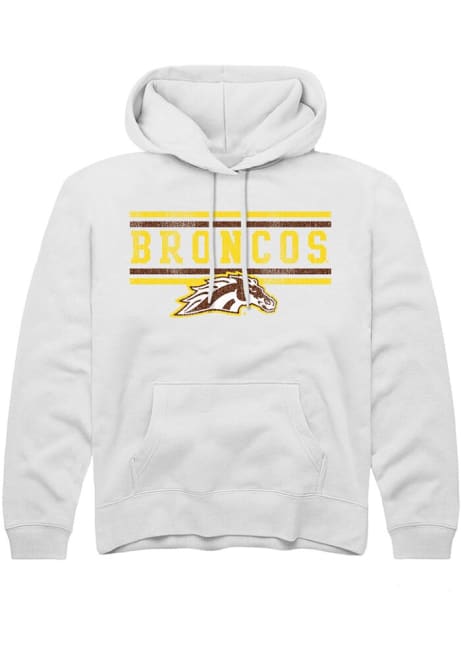 Youth Western Michigan Broncos White Rally Bars Long Sleeve Hooded Sweatshirt