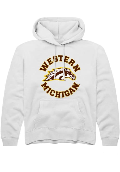 Youth Western Michigan Broncos White Rally Circle Long Sleeve Hooded Sweatshirt