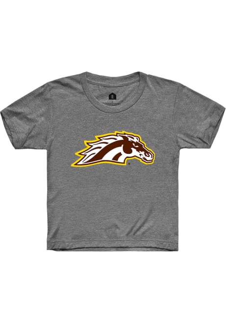 Youth Western Michigan Broncos Grey Rally Primary Logo Short Sleeve T-Shirt