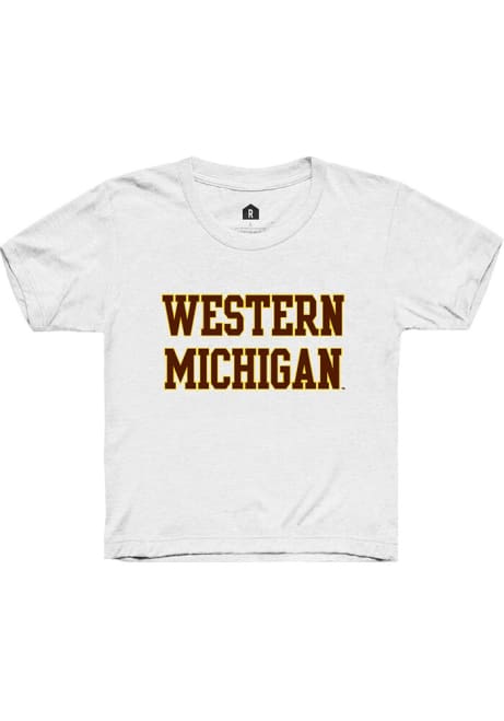 Youth Western Michigan Broncos White Rally Straight Block Short Sleeve T-Shirt