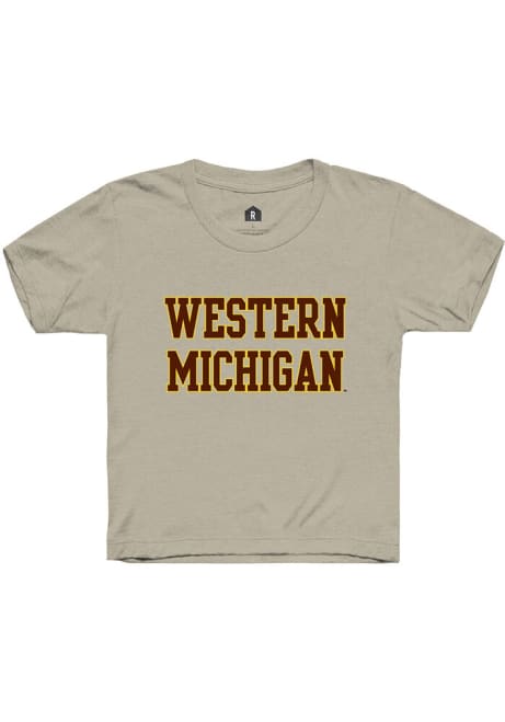 Youth Western Michigan Broncos Tan Rally Straight Block Short Sleeve T-Shirt