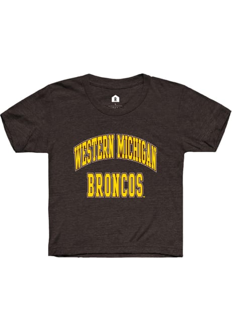 Youth Western Michigan Broncos Brown Rally Arch Stack Short Sleeve T-Shirt