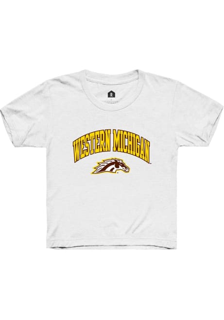 Youth Western Michigan Broncos White Rally Arch Logo Short Sleeve T-Shirt