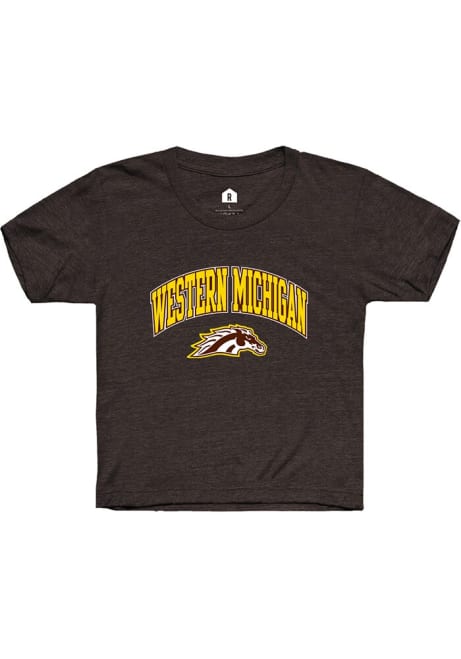 Youth Western Michigan Broncos Brown Rally Arch Logo Short Sleeve T-Shirt