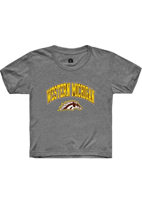 Youth Western Michigan Broncos Grey Rally Arch Logo Short Sleeve T-Shirt