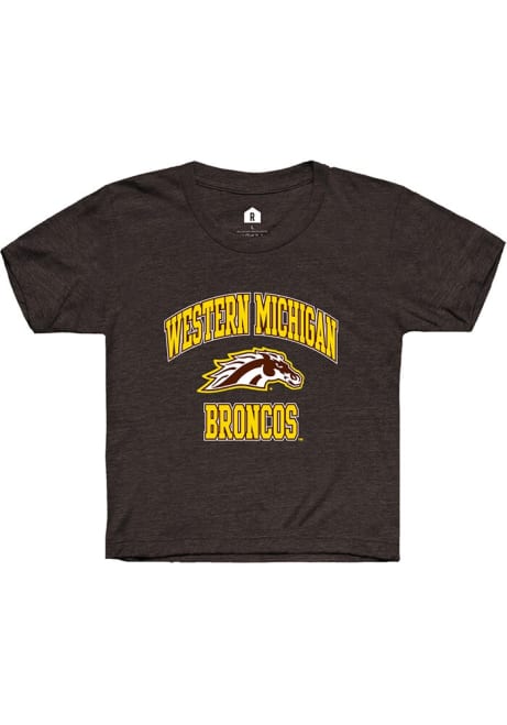 Youth Western Michigan Broncos Brown Rally Number 1 Primary Short Sleeve T-Shirt