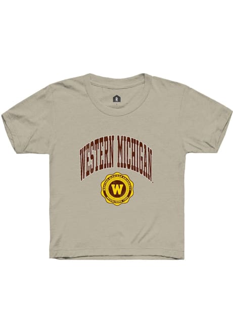 Youth Western Michigan Broncos Tan Rally Arch Seal Short Sleeve T-Shirt