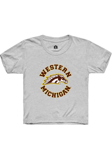 Youth Western Michigan Broncos Ash Rally Circle Short Sleeve T-Shirt