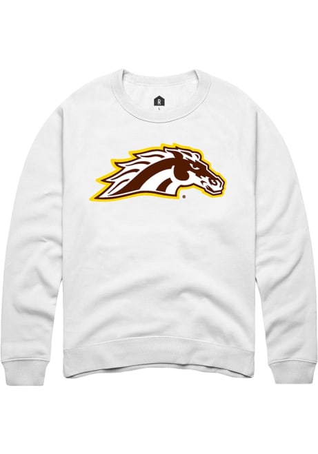 Mens Western Michigan Broncos White Rally Primary Logo Crew Sweatshirt