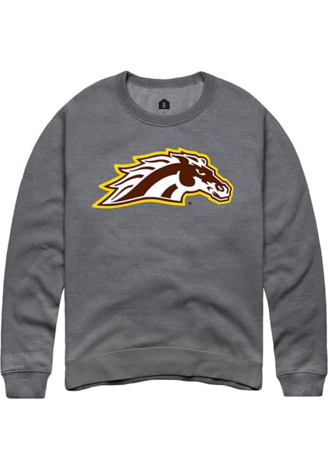 Mens Western Michigan Broncos Grey Rally Primary Logo Crew Sweatshirt