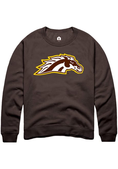 Mens Western Michigan Broncos Brown Rally Primary Logo Crew Sweatshirt