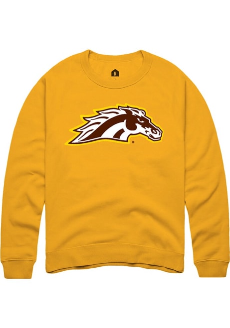 Mens Western Michigan Broncos Gold Rally Primary Logo Crew Sweatshirt