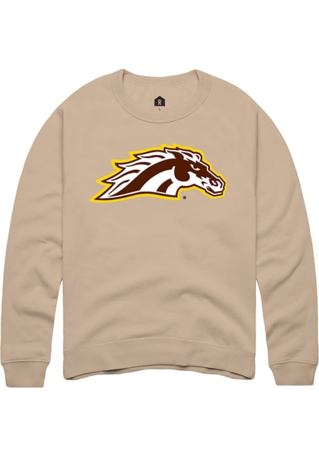 Mens Western Michigan Broncos Tan Rally Primary Logo Crew Sweatshirt