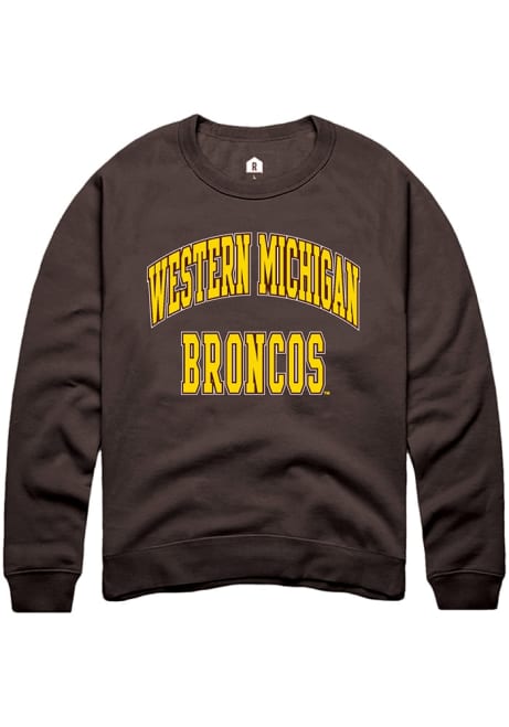 Mens Western Michigan Broncos Brown Rally Arch Stack Crew Sweatshirt