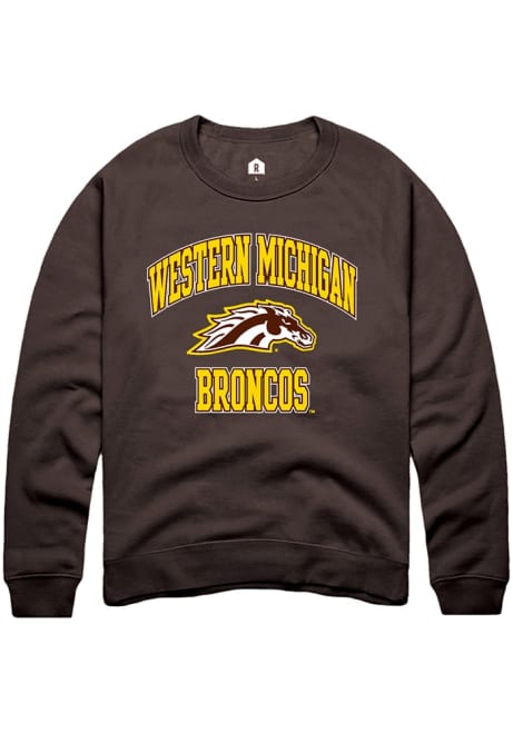 Mens Western Michigan Broncos Brown Rally Number 1 Primary Crew Sweatshirt