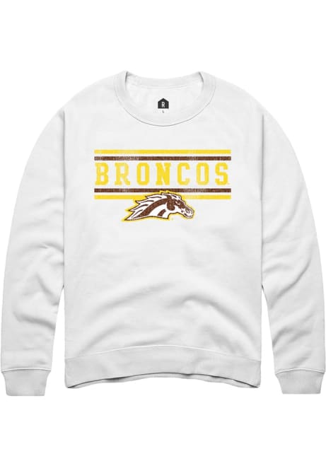 Mens Western Michigan Broncos White Rally Bars Crew Sweatshirt