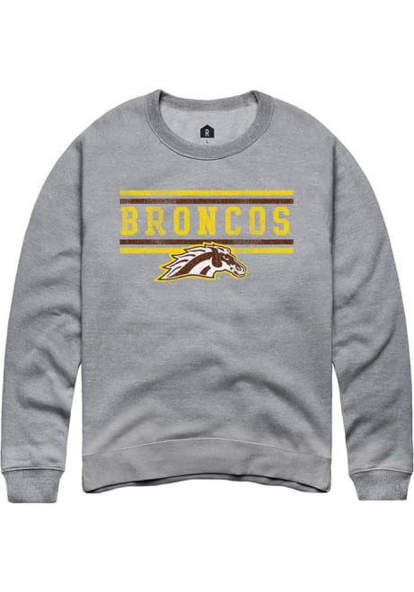 Mens Western Michigan Broncos Grey Rally Bars Crew Sweatshirt