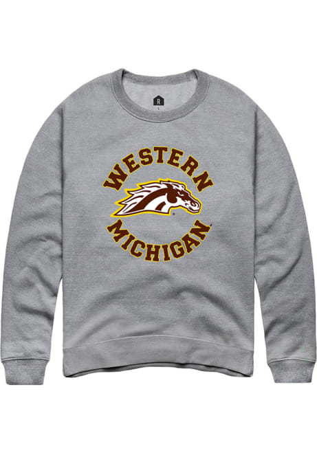 Mens Western Michigan Broncos Grey Rally Circle Crew Sweatshirt