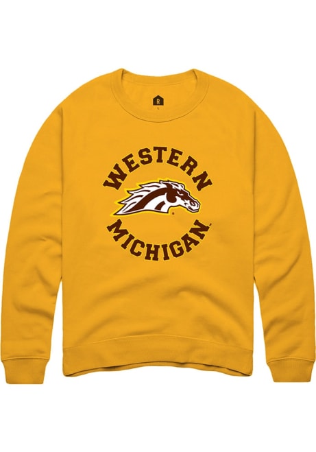 Mens Western Michigan Broncos Gold Rally Circle Crew Sweatshirt