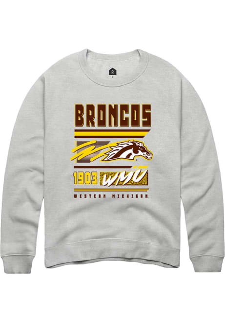 Mens Western Michigan Broncos White Rally Retro Crew Sweatshirt