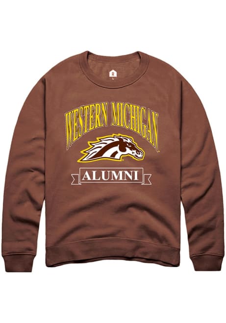 Mens Western Michigan Broncos Brown Rally Alumni Banner Crew Sweatshirt