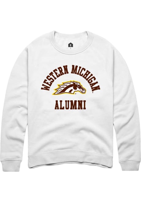 Mens Western Michigan Broncos White Rally Alumni Arch Crew Sweatshirt