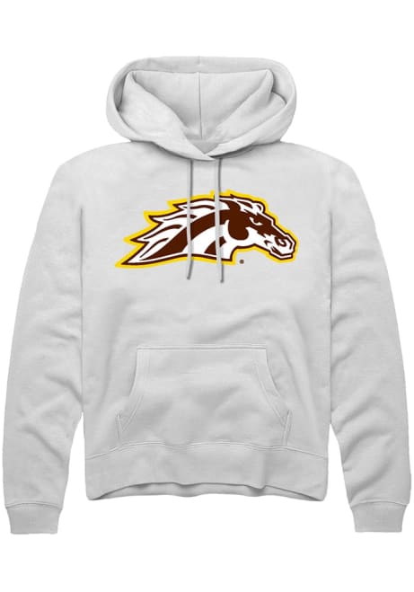 Mens Western Michigan Broncos White Rally Primary Logo Hooded Sweatshirt