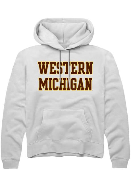 Mens Western Michigan Broncos White Rally Straight Block Hooded Sweatshirt