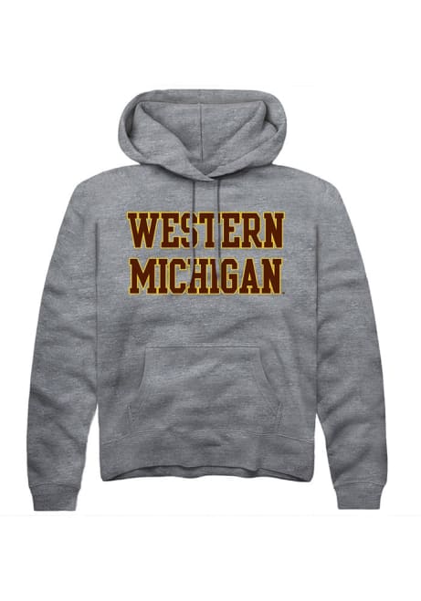 Mens Western Michigan Broncos Grey Rally Straight Block Hooded Sweatshirt