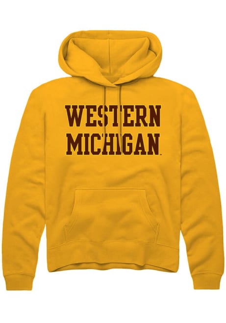 Mens Western Michigan Broncos Gold Rally Straight Block Hooded Sweatshirt