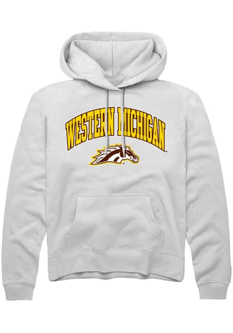 Mens Western Michigan Broncos White Rally Arch Logo Hooded Sweatshirt