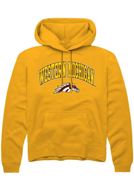 Mens Western Michigan Broncos Gold Rally Arch Logo Hooded Sweatshirt