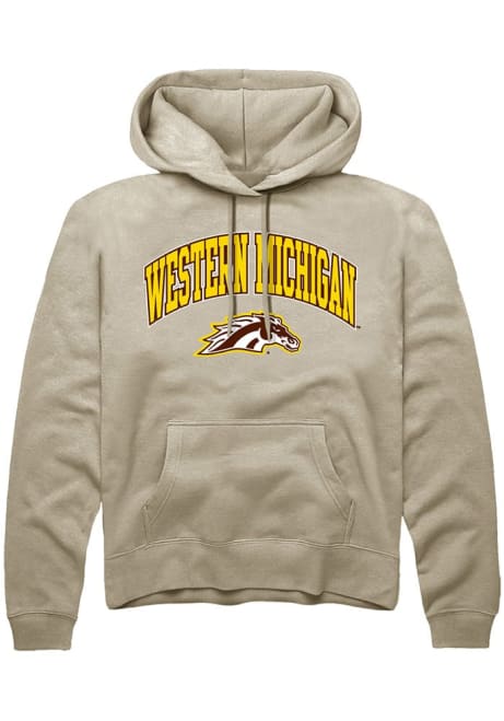 Mens Western Michigan Broncos Tan Rally Arch Logo Hooded Sweatshirt