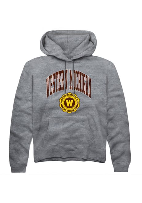 Mens Western Michigan Broncos Grey Rally Arch Seal Hooded Sweatshirt