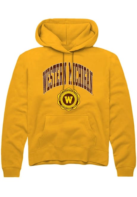 Mens Western Michigan Broncos Gold Rally Arch Seal Hooded Sweatshirt