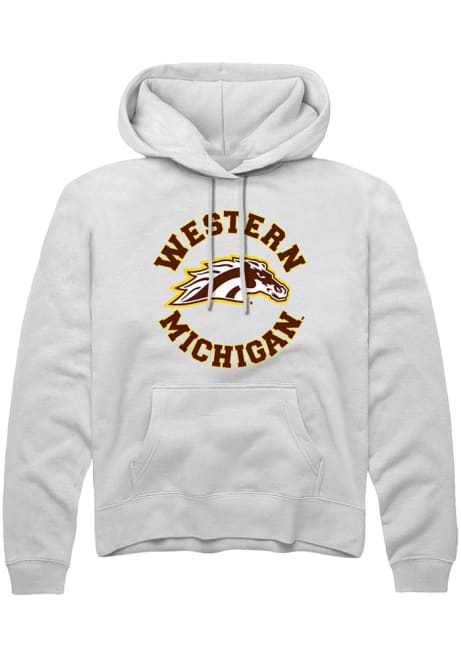 Mens Western Michigan Broncos White Rally Circle Hooded Sweatshirt