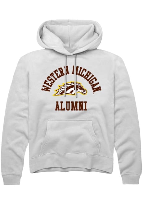 Mens Western Michigan Broncos White Rally Alumni Arch Hooded Sweatshirt