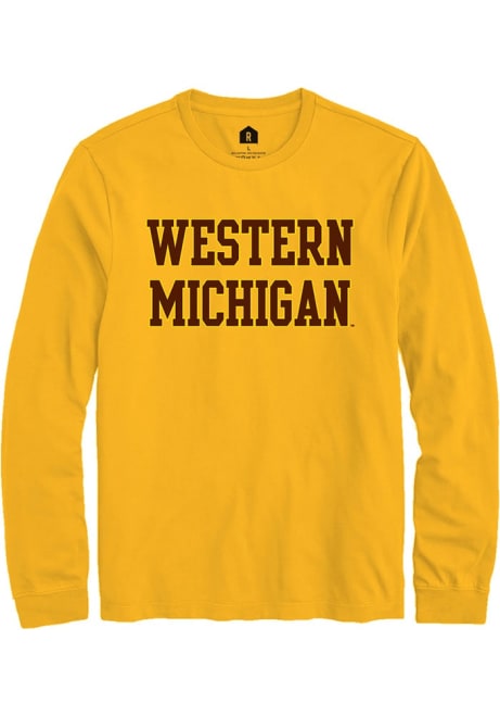 Mens Western Michigan Broncos Gold Rally Straight Block Tee