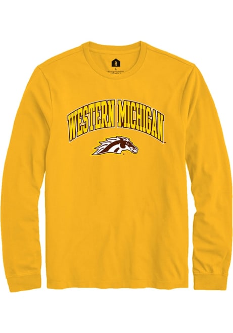 Mens Western Michigan Broncos Gold Rally Arch Logo Tee